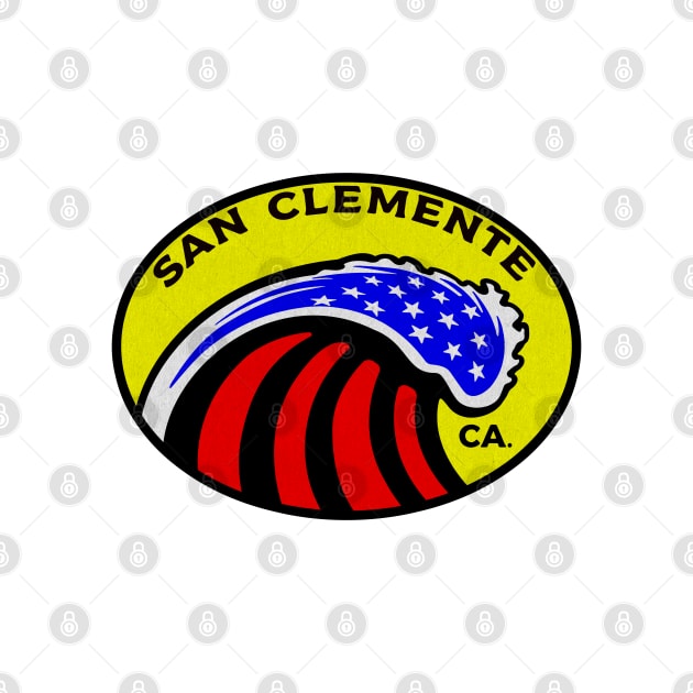 San Clemente California Surfing Surf Patriotic Wave by DD2019