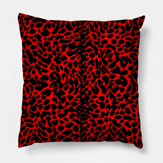 Red and Black Leopard  Pattern Pillow by Uniman