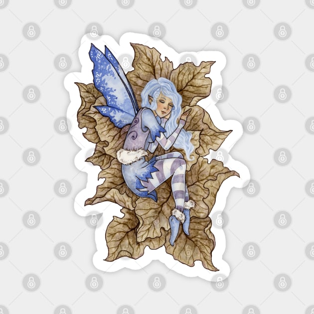 Sleepy Winter Fairy Magnet by AmyBrownArt