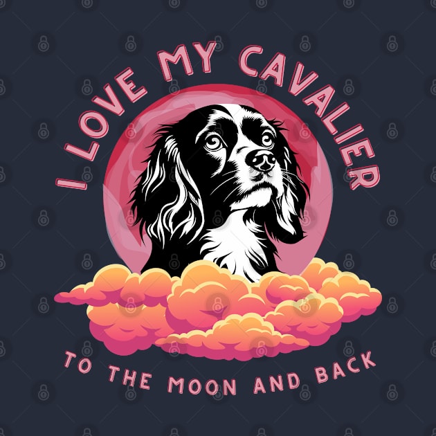 I Love My Cavalier to the Moon and Back - Pink Moon Silhouette by Cavalier Gifts