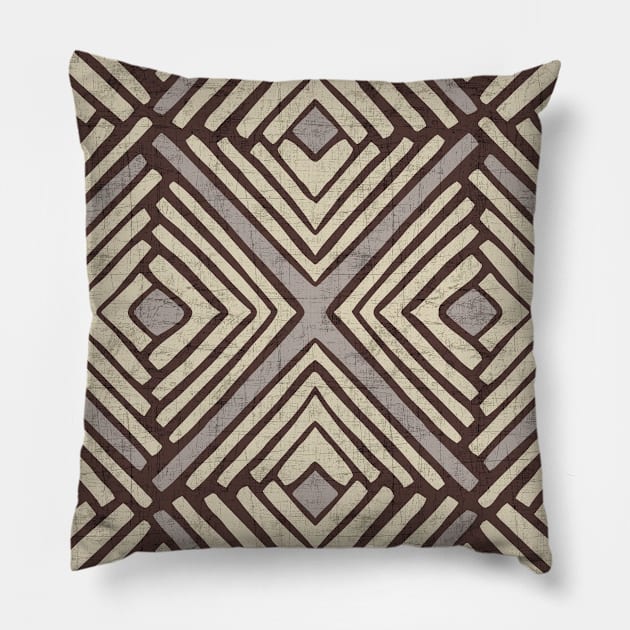 Hand drawn tribal pattern (Natural Shades) Pillow by lents