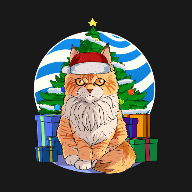 Maine Coon Cat Santa Christmas Gift by Noseking