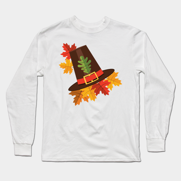 Pilgrim Hat - Thanksgiving - Long Sleeve T-Shirt