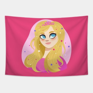 Cute Girl Cartoon Princess Design Tapestry