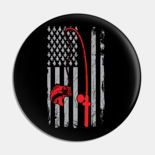 Fishing American Flag Bass Fishing Pin