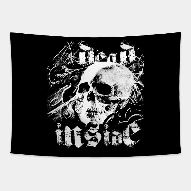 Blackcraft Skull Dead Inside: Metal Goth Darkness Tapestry by Juandamurai