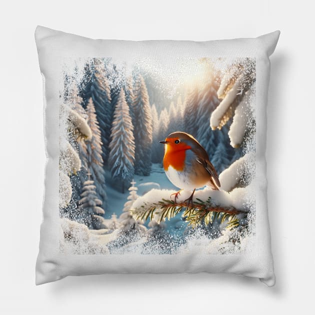 Christmas Robin Pillow by OddHouse