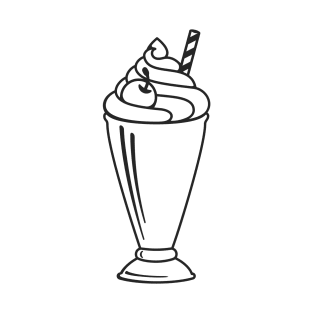 Retro Milkshake Line Art Illustration T-Shirt