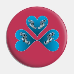 Heart Design | Grouper Trio in 3 Blue Hearts | Background Viva Magenta | Pin