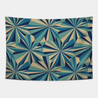 Retro Abstract Blue Geometry Tapestry