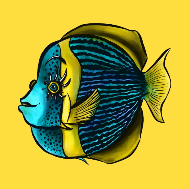 Angelfish Tropical Fish With Eyelashes by Boriana Giormova