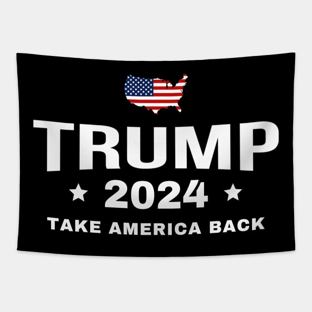 Trump 2024 Take America Back US American Flag Tapestry by StarMa