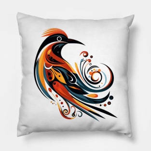 Abstract Tribal-Inspired Bird Pillow