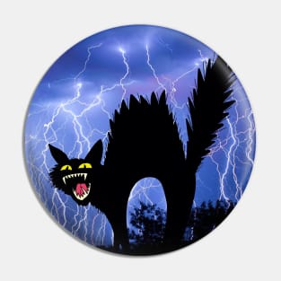 Cat Mom Crazy Cat Black Cat Lightning Night Pin