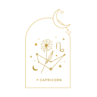 Capricorn Zodiac Constellation and Flowers - Astrology and Horoscope T-Shirt