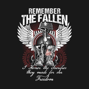 Remember The Fallen Veteran Boots Gun And Dogtags T-Shirt