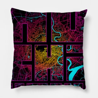 Ho Chi Minh, Vietnam City Map Typography - Neon Pillow