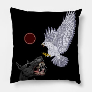 Black dog Vs White hawk Pillow