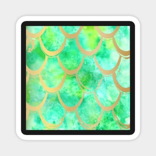 Green and gold Mermaid Scales Pattern Magnet