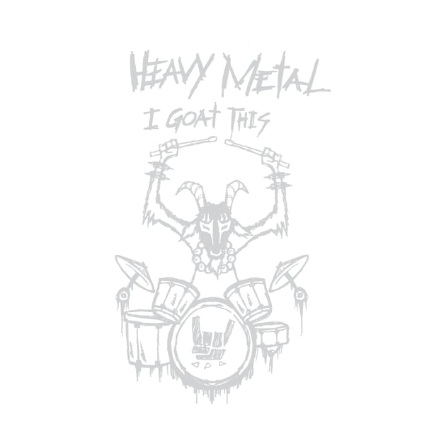 Heavy Metal Headbanger Gift Drummer Goat Playing Drums by TellingTales