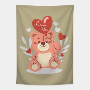 Bear Valentines Day a Couple Matching Hug Dealer Tapestry