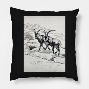 Capra Ibex on the mountain Pillow