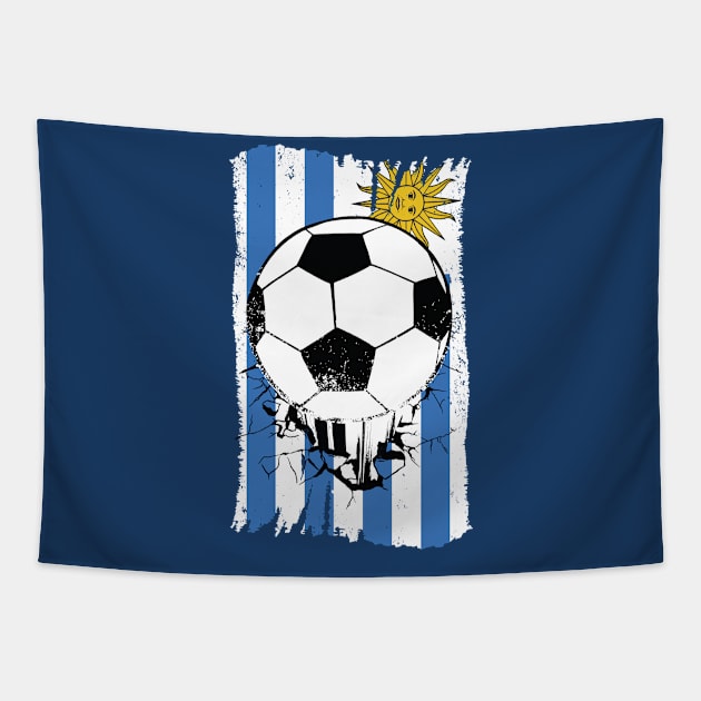 Vintage Uruguayan Flag with Football // Retro Uruguay Soccer Tapestry by SLAG_Creative