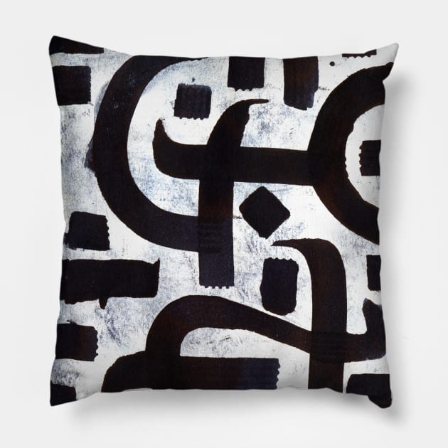 Abstract Calligraphy Pillow by Yeroma