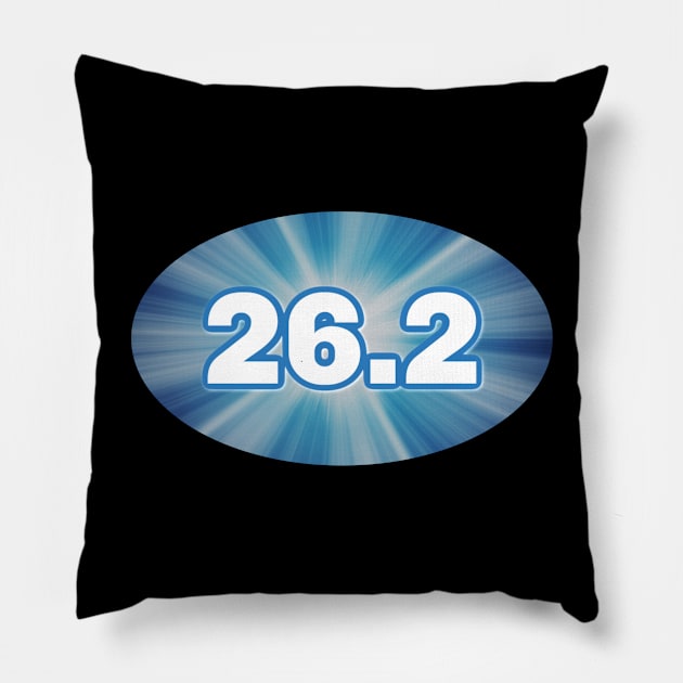 Marathon Blue Light Stream Design for Runners 26 2 Pillow by DesignsbyZazz