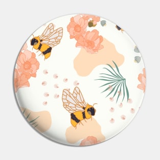 Bee and Floral Pattern Pin