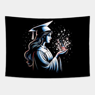 Class of 2024 Senior Graduation 4th of july Funny Graduate 2024 4 Tapestry