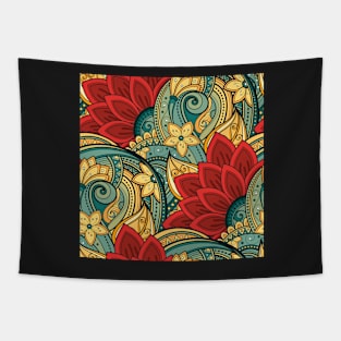 Paisley Print with Vintage Floral Motifs Tapestry