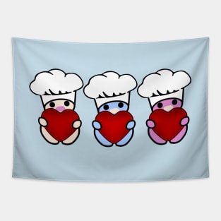 Three Chibis (Chefs) Tapestry