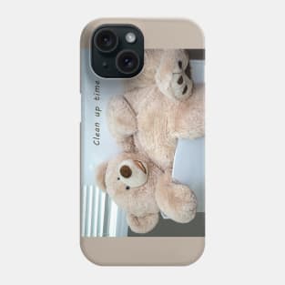 Clean up time! Large teddy bear  in a small toy box Phone Case