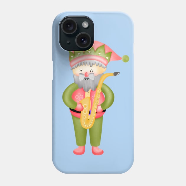 Cute santa claus playing saxophone. Phone Case by Onanong art design shop.