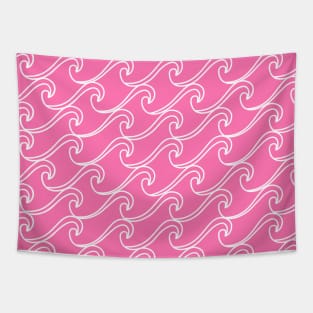 Pink Sea Waves Tapestry