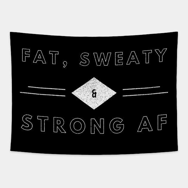 Funny Powerlifter Fat Strongman Powerlifting Strong & Heavy Tapestry by twizzler3b