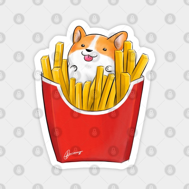 French Corgi Fries Magnet by Akiraj