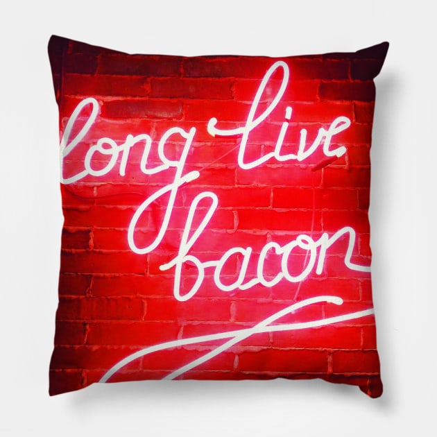 Neon bacon sign Pillow by RedZaza