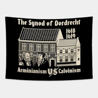 Reformed christian art. Dort synod of 1618. Arminians vs. Calvinists. Tapestry