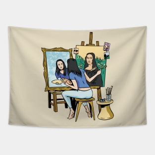 Mona Lisa Self Portrait Tapestry