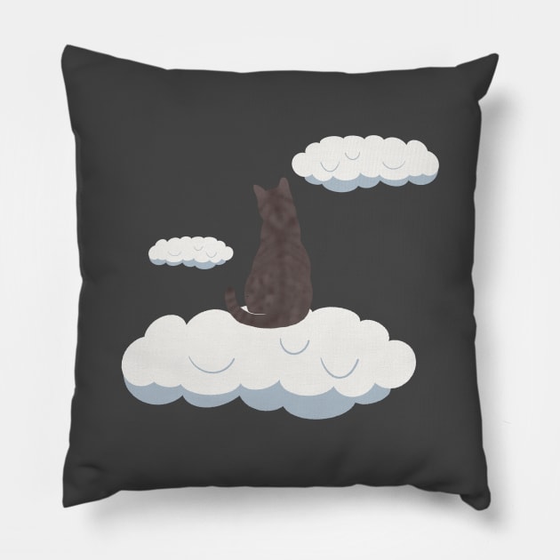 Cat in heaven Pillow by RosanneCreates