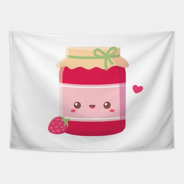 Cute Strawberry Jam Bottle Tapestry by rustydoodle