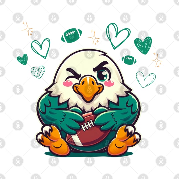 Cute Kawaii Philadelphia Eagles Love by Curious Sausage