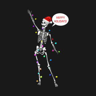 Happy holidays skeleton with garland T-Shirt