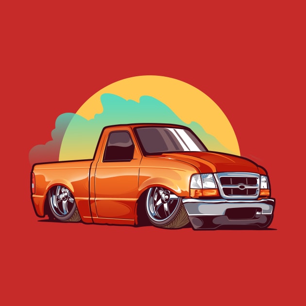 Slammed Orange Truck by Aiqkids Design