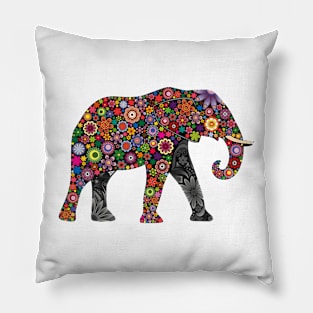 Beautiful Elephant Totem Floral Tattoo Art Pillow