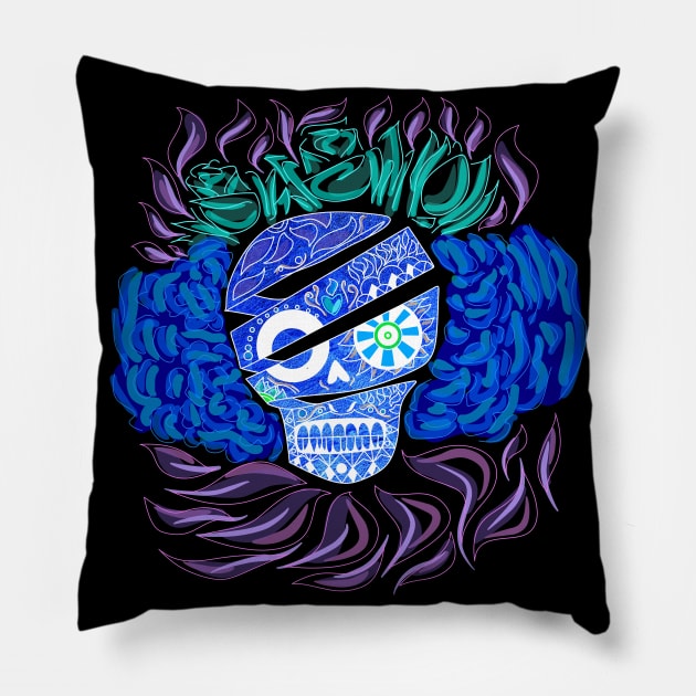 dark candy skull ecopop Pillow by jorge_lebeau