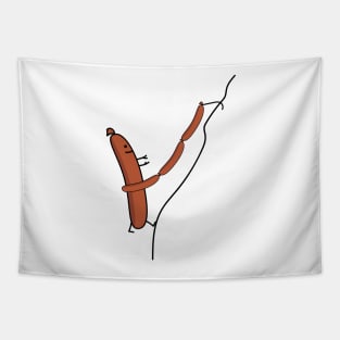 Funny mountain climber bockwurst Tapestry