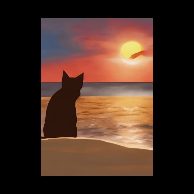 Cute Cat Watching Sunset Scene by FlitStudio